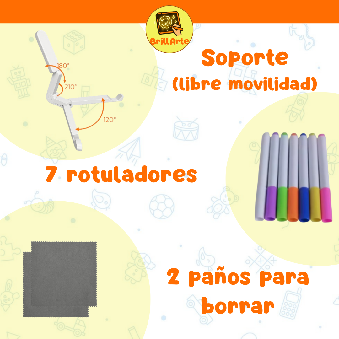 Pizarra luminosa con 7 rotuladores